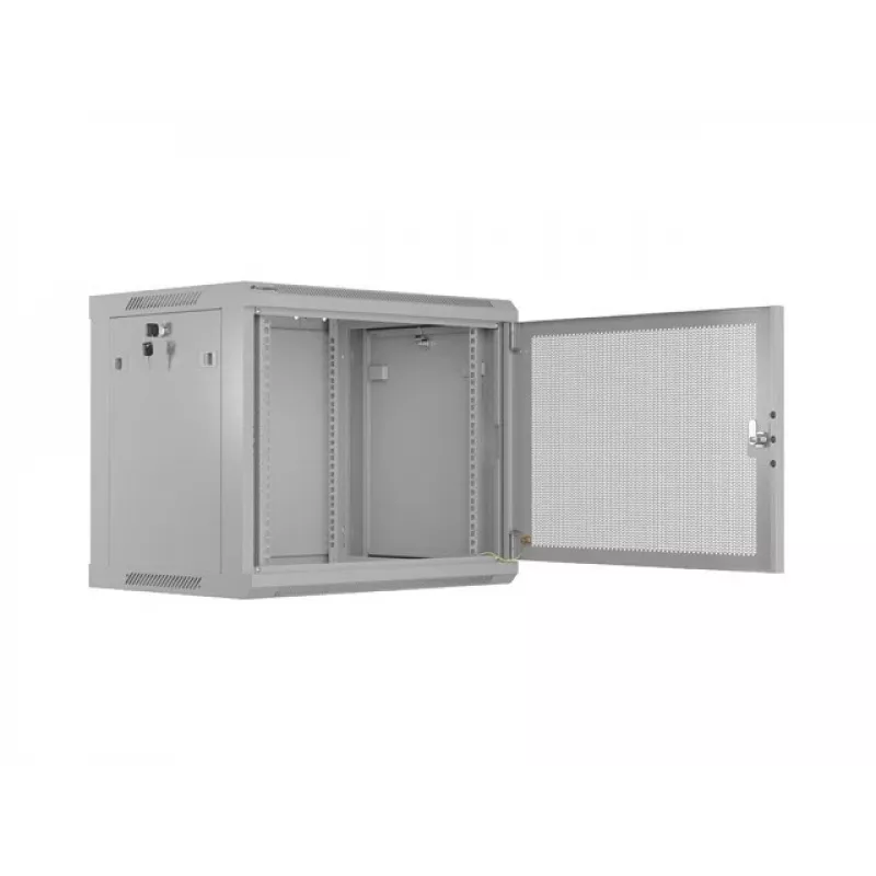 19 colių 9U 600x450 pilkas sieninis spintos stovas Lanberg su perforuotomis durelėmis