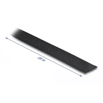 DeLOCK Lipnus audininis kabelių juostos ritinys 25 m x 25 mm, juoda, nuplėšiama