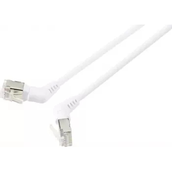 Renkforce RF-6071564 RJ7 tinklo kabelis, jungiamasis kabelis CAT 6a F/UTP 0,50 m baltas, su 360° pasukamais kontaktais ir kampu išėjimu, 1 vnt.