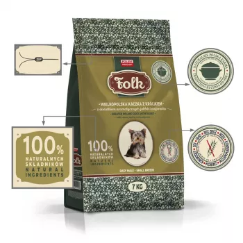 FOLK Small breeds Tradicinis Didžiosios Lenkijos antis su triušiu, obuoliais ir mairūnu - sausas šunų maistas - 7kg