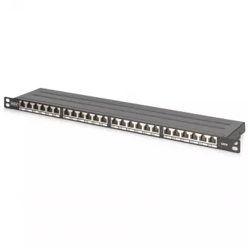 Patch Panel Digitus CAT 6 Class E High Density Shielded 24 prievadų 0,5U juodas