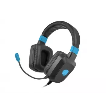 Žaidimų ausinės Fury NFU-1584 su boom mikrofonu, uždengiančios ausis, 98 dB, 15–25000 Hz, 2 m laidas, USB ir 3,5 mm, mėlynos
