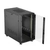 Stovo spinta LANBERG FF01-6222-12B 22U 600x1200 mm juoda su stiklinėmis priekinėmis ir galinėmis durelėmis