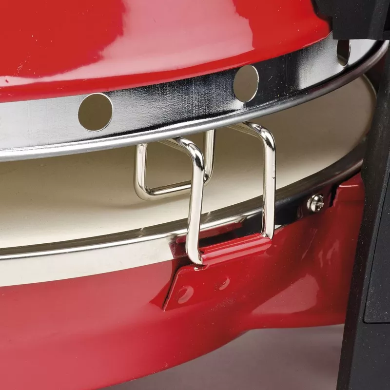 Picos kepimo aparatas G3FERRARI G10032 — 1200 W, akmens kepimo paviršius, iki 400 °C, 31 cm pica, mechaninis laikmatis, raudonas