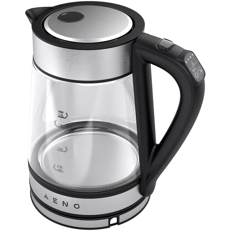 AENO EK1S išmanusis elektrinis virdulys 1,7 L 2200 W juodas, sidabrinis, permatomas