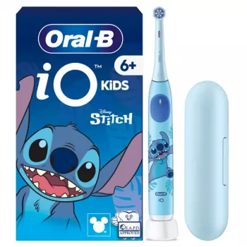 Oral-B iO Kids Disney Stitch elektrinis dantų šepetėlis su kelioniniu dėklu, 6+ metams, įkraunamas, 1 antgalis, 3 režimai