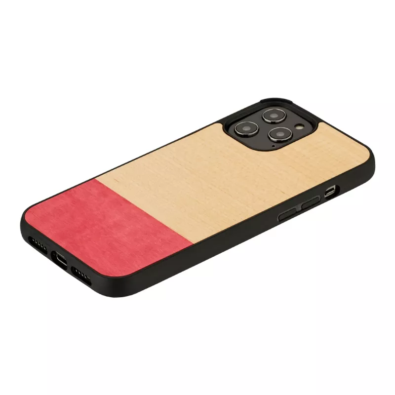 Dėklas telefonui iPhone 12 / 12 Pro iš medžio ir polikarbonato „man and wood“ – miss match black