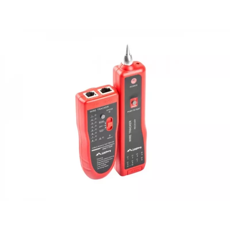 LANBERG NT-0501 tinklo kabelio testeris – RJ-11/RJ-12/RJ-45, iki 250 m, įmontuota baterija, LED indikatoriai, juodas