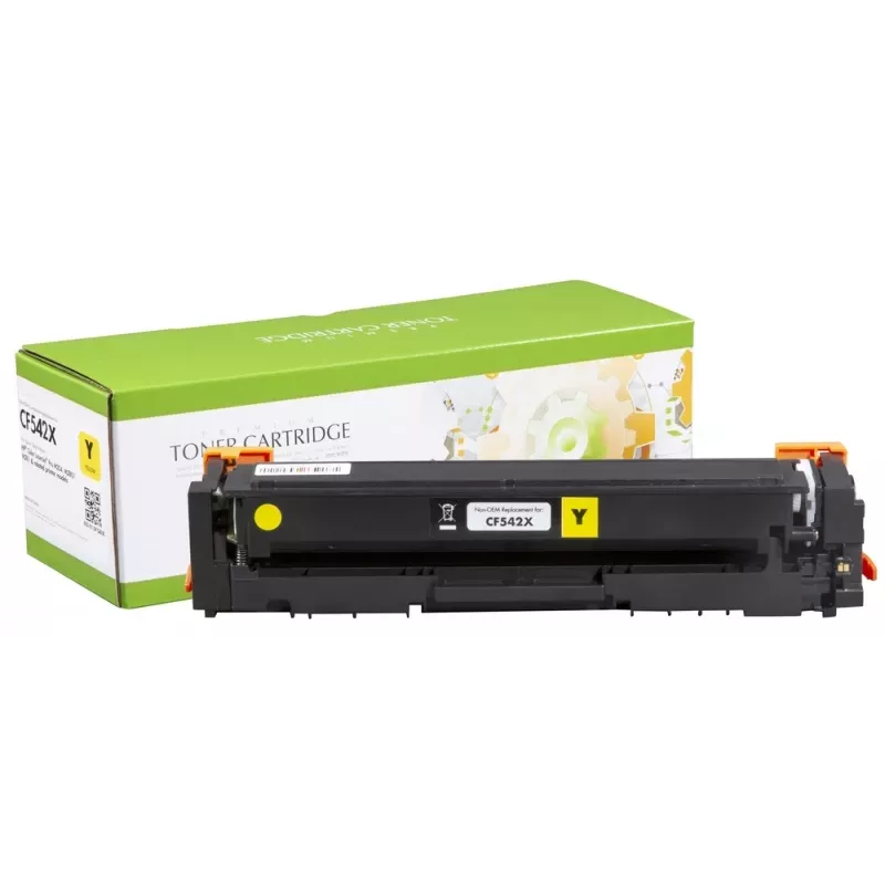 Suderinama statinės kontrolės HP kasetė Nr.203X geltona 2,5K (CF542X)/Canon CRG-054HY nauja lusta