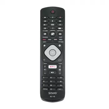SAVIO nuotolinio valdymo pultas RC-10, skirtas Philips TV, IR belaidis, juodas, mygtukų įvestis