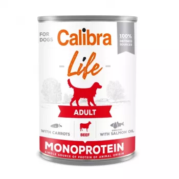 CALIBRA Adult jautiena su morkomis – šlapias šunų ėdalas – 400 g