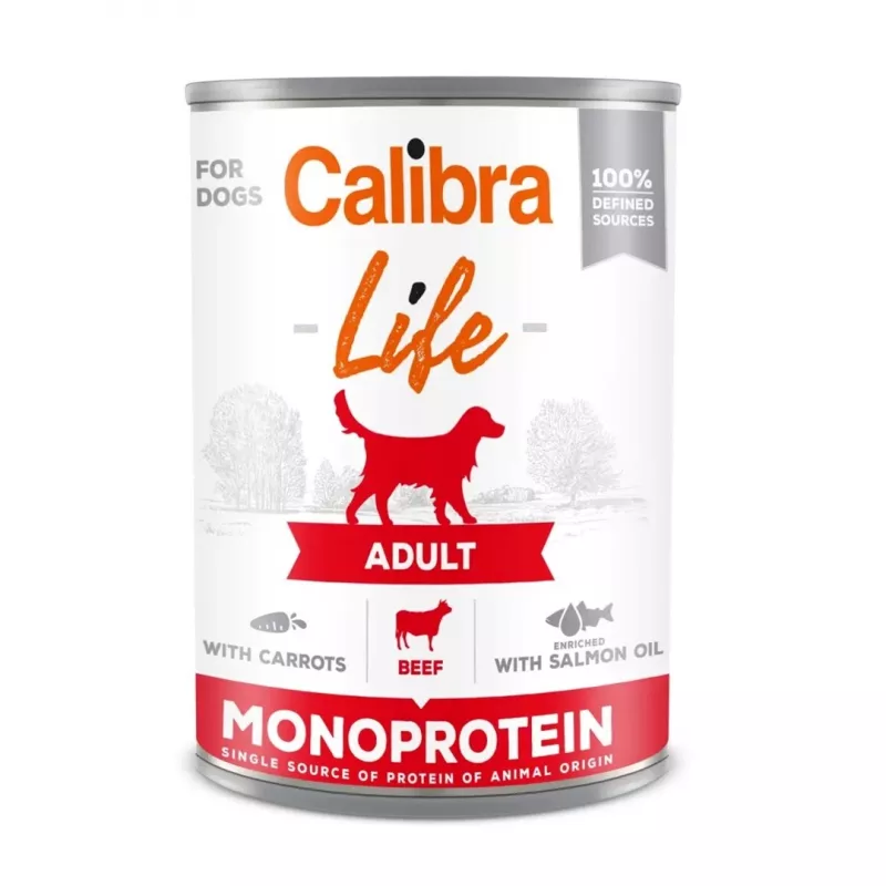 CALIBRA Adult jautiena su morkomis – šlapias šunų ėdalas – 400 g