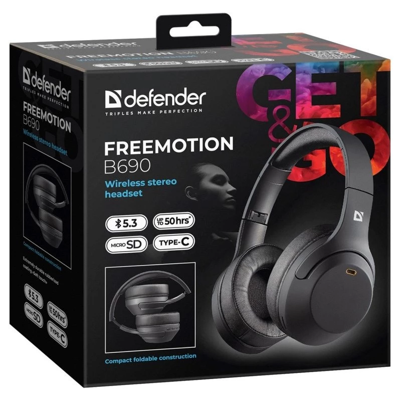 Belaidės ausinės Defender Bluetooth Freemotion B690 juodos