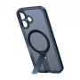 Apsauginis dėklas Torras Pstand Spin iPhone 16 Plus – juodas, sulankstomas stovas, plona apsauga