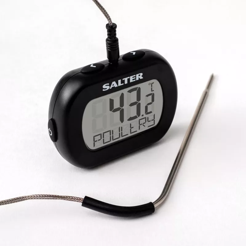 Termometras maistui Salter 515 BKCR, vandeniui atsparus, paliekamas gaminyje, skaitmeninis