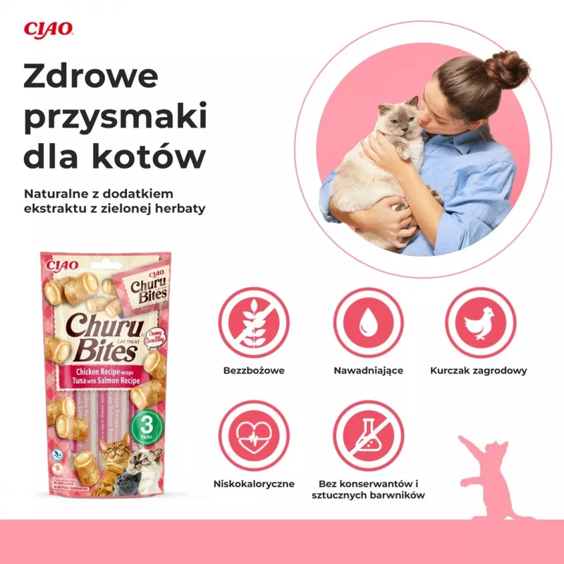 INABA Churu Bites Vištiena su tunu ir lašiša – skanėstai katėms – 3x10 g
