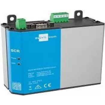 LAN maršrutizatorius INSYS icom SCR‑E300, bėgelis/siena, SMA antenos jungtis, 10/100 Mbps, 12–24 V