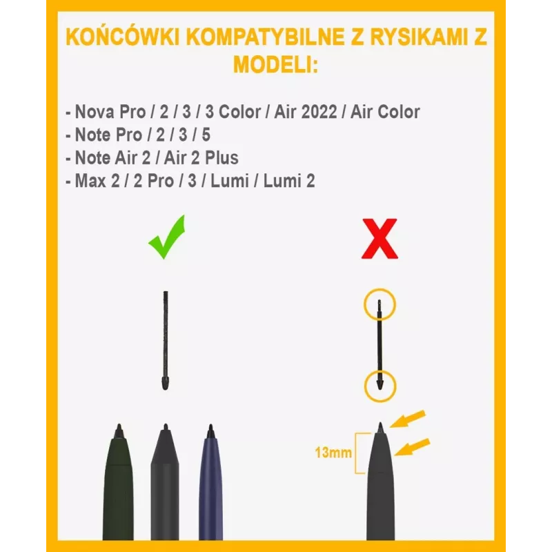 Antgaliai rašikliui, skirti Onyx E-Reader Note 3 – keičiamos antgalės, juodos, 5 vnt.
