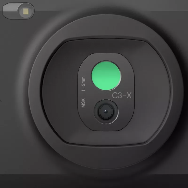 FLIR C3-X termovizinė kamera juoda 1800 mAh Vanadium Oxide Uncooled FPA įmontuotas ekranas 128 x 96 pikselių LCD 640 x 480 pikselių