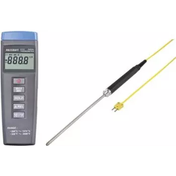 VOLTCRAFT K101 + TP 208 temperatūros matavimo prietaisas -200 iki +1370 °C K tipo zondas