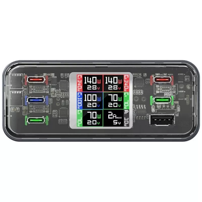 Įkrovimo stotelė 360W 5xUSB-C + 1xUSB-A GaN