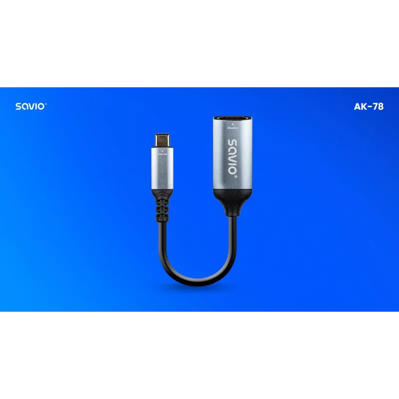 Savio Adapter USB-C (M) į HDMI (M), 4K, 60Hz, Aliuminis, AK-78