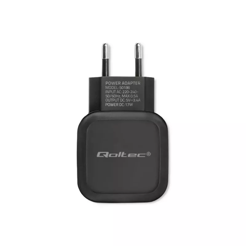 Qoltec 50188 universalus įkroviklis nešiojamam kompiuteriui, išmaniajam telefonui, išmaniajam laikrodžiui, planšetei, telefonui, juodas AC, DC patalpoms