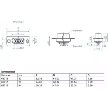 Jungtis D-Sub HD 50 kontaktų DeLOCK 66716
