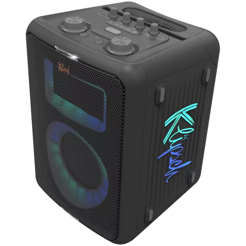 Nešiojama vakarėlių kolonėlė KLIPSCH Vegas, laidinis ir belaidis ryšys, 13,3 cm žemųjų dažnių garsiakalbis, 49–20000 Hz, 95 dB, baterija, juoda