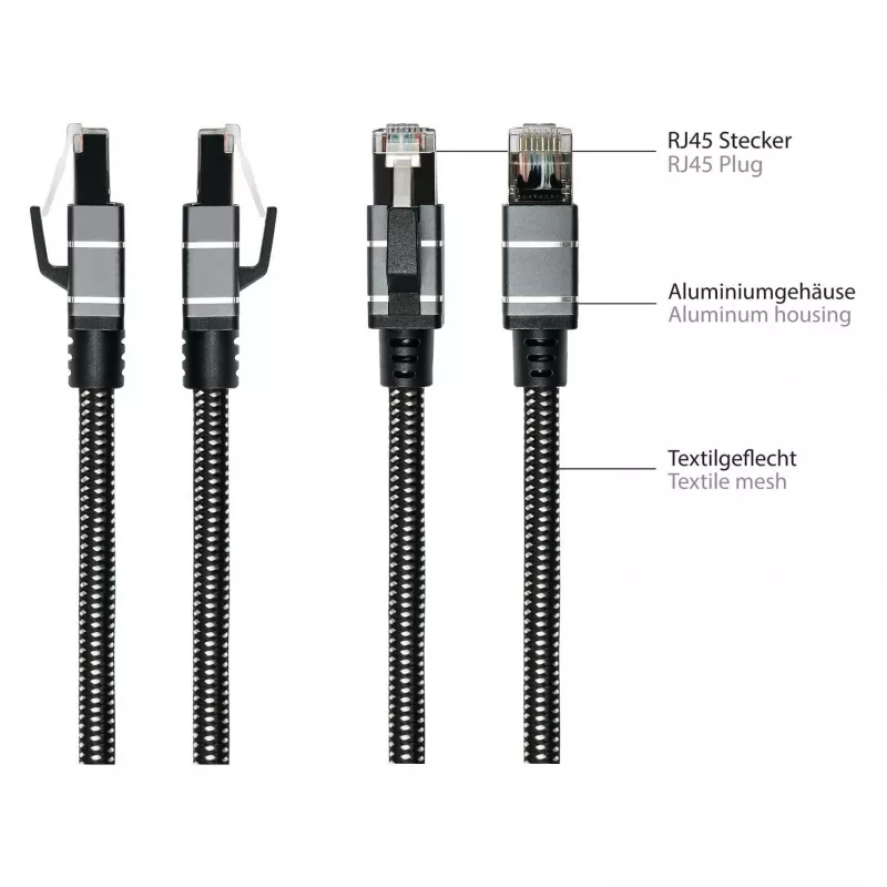 Good Connections Ethernet kabelis USB-C RJ45, antracito spalvos, 5,0 m
