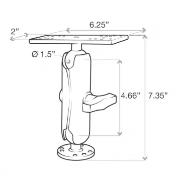 RAM Mounts jūrinis elektronikos laikiklis RAM-111U, aliuminis, juodas