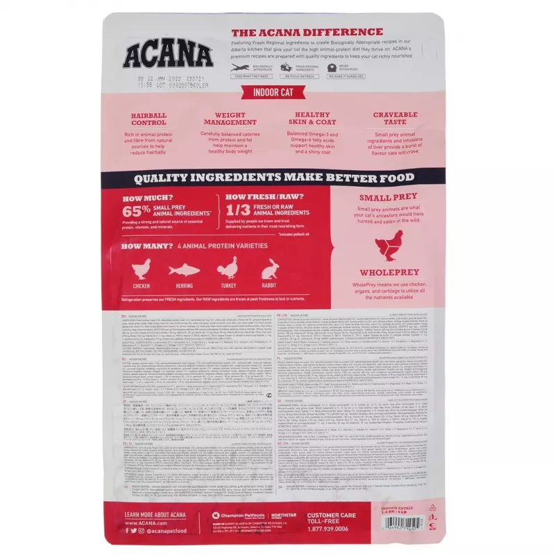 ACANA Indoor Entrée - sausas kačių ėdalas - 1,8 kg