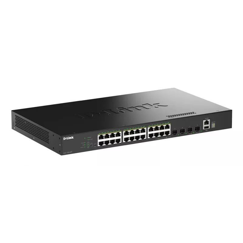 D-Link 28 prievadų Gigabit kraunamas PoE+ išmanusis valdomas tinklo jungiklis su 4 x 10G SFP+ prievadais