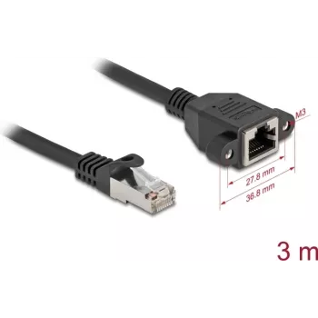DeLOCK 90778 Juodas 3 m Cat6a S/FTP tinklo kabelis
