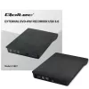 Išorinis DVD‑RW įrenginys QOLTEC 51857 – USB 3.0, SATA sąsaja, DVD±R 8x, DVD±RW 4x, DVD‑RAM 5x, CD 24x, juodas