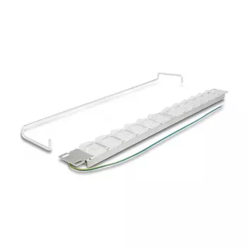 Patch panel 19 inch DELOCK 24 prievadų keystone, pasukami prievadai, įtempimo mažinimas, 1U metalinis