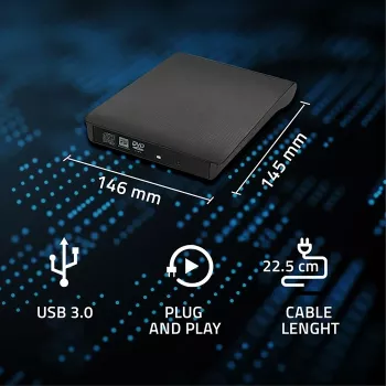 Dėklas optiniam diskui CD/DVD SATA, USB 3.0, 9,5 mm