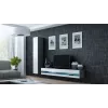 TV spintelė Cama Meble VIGO NEW 30/140/40 — 1400×400×300 mm, pilkas viršus, pilkas rėmas, balti blizgūs fasadai