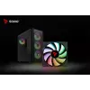 PC korpusas SAVIO Noctis Flow RGB — Cube, ATX/Mini-ITX, 3x 120 mm priekiniai ventiliatoriai, grūdintas stiklas, maks. GPU 35 cm
