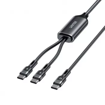 USB-C 2-in-1 laidas Unitek C14146ABK01 1,8 m, USB-C į USB-C, 100 W PD, juodas