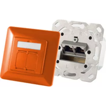 Lizdas 2 x RJ-45 ShiverPeaks S/CONN 74280-O Cat6a 500 MHz oranžinis matinis metalinis