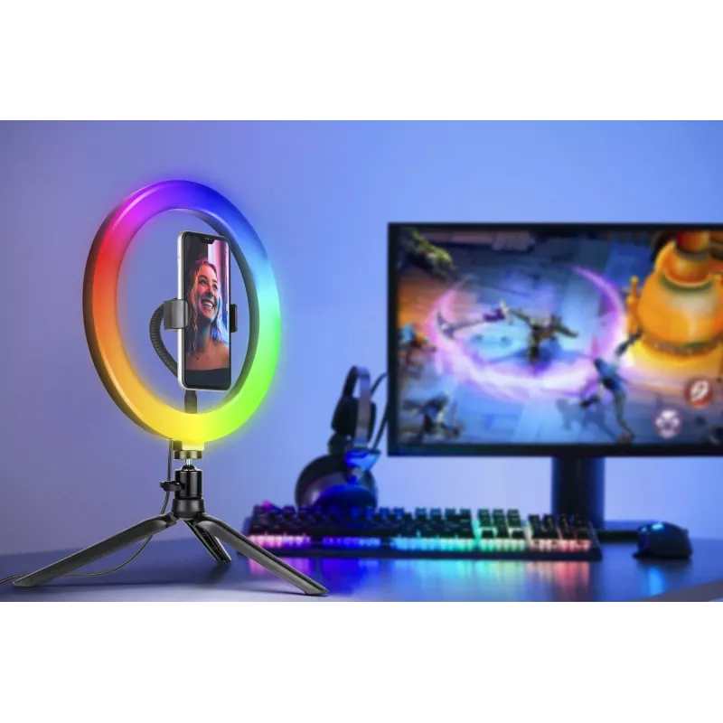 Žiedinė lempa RGB 26cm su trikoju