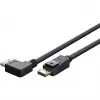 Kabelis DisplayPort Kištukas 90° > DisplayPort Kištukas, 8K / 144Hz (juodas, 2 metrai, 1 kištukas 90° šoninis, 54 Gbit/s, DisplayPort 2.0 / 2.1)