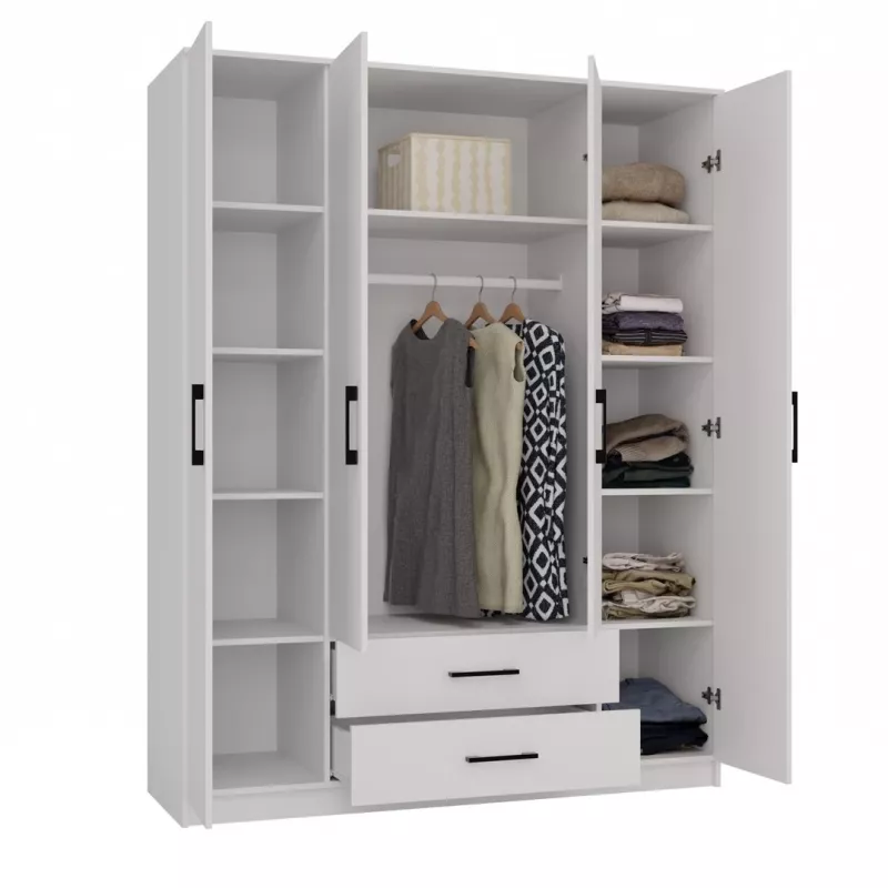 Topeshop ROMANA 160 BIEL KPLB bedroom wardrobe/closet 11 shelves 4 durelės(s) baltas