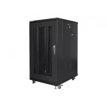 Laisvai pastatomas stelažinis kabinetas LANBERG FF01-6822-23B 22U, 19 inch bėgeliai, 1159×600×800 mm, IP20, ratukai, raktinis užraktas, juodas