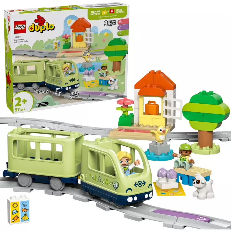 Traukinuko rinkinys LEGO DUPLO Interaktyvus nuotykių geležinkelis 10427, 57 dalių, 2 minifigūrėlės, nuo 2 metų