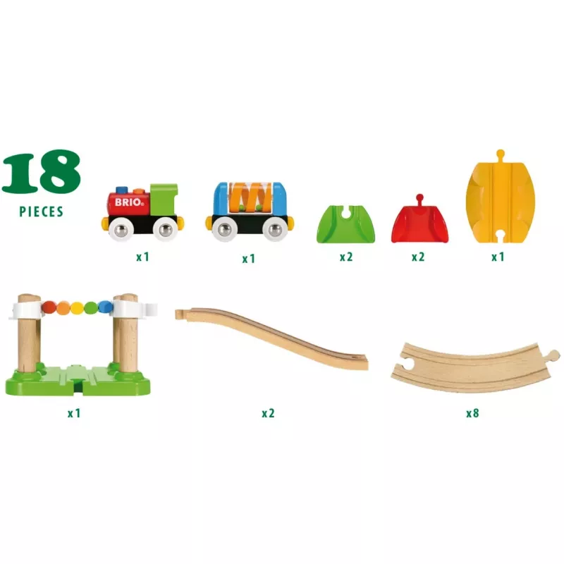 Traukinukas medinis su vaivorykštiniu tiltu Ravensburger BRIO įvairiaspalvis nuo 1,5 m