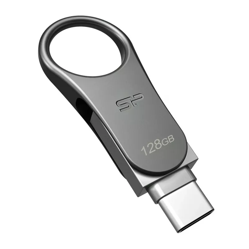 Silicon Power Mobile C80 128 GB USB raktas, USB Type-A / USB Type-C, USB 3.0 (3.1 Gen 1), titano spalvos
