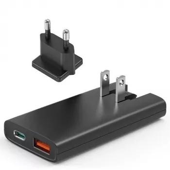 Choetech PD6011 PD65W GaN plonas USB-A+C mini įkroviklis (juodas)