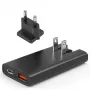 Choetech PD6011 PD65W GaN plonas USB-A+C mini įkroviklis (juodas)